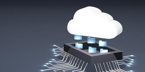 3D image of a memory chip under a cloud