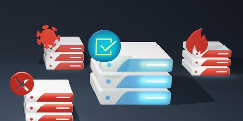 3D image showing a standby-system surrounded by malicious servers