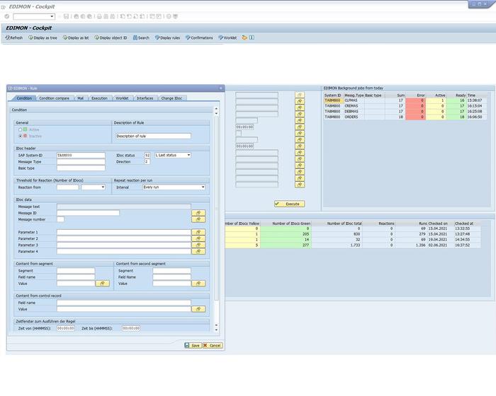 Libelle EDIMON frontend shows the central flow of all IDocs