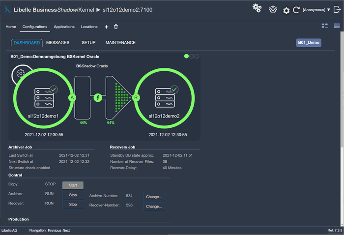 Libelle BusinessShadow frontend shows the hedging-phase