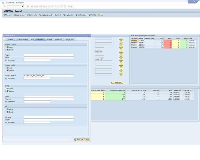 Libelle EDIMON frontend shows an error notification with error status