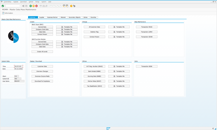 Frontend of Libelle Master Data Mass Maintenance