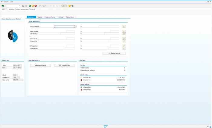 Frontend of the Libelle Master Data Conversion Cockpit