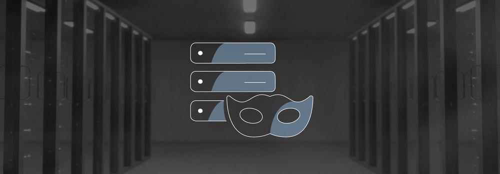 Anonymization-Icon in front of a server 