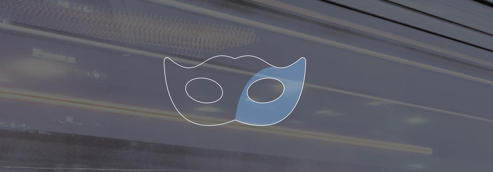 Mask Icon on flashlights in the background 