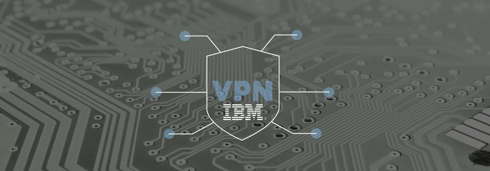 VPN icon with IBM logo on platform background 
